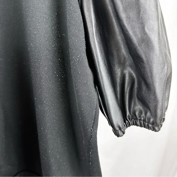 Eloquii Short Sleeve Black Shirt Faux Leather‎ Puff Sleeves Women's Plus 18/20 - Picture 6 of 8